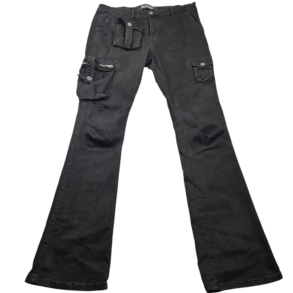 Valabasas Pants Mens 37x35 (36 Tag) Black Cargo Denim Bootcut Streetwear